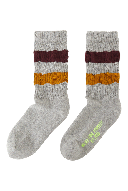 Distressed Cotton Stripe Socks